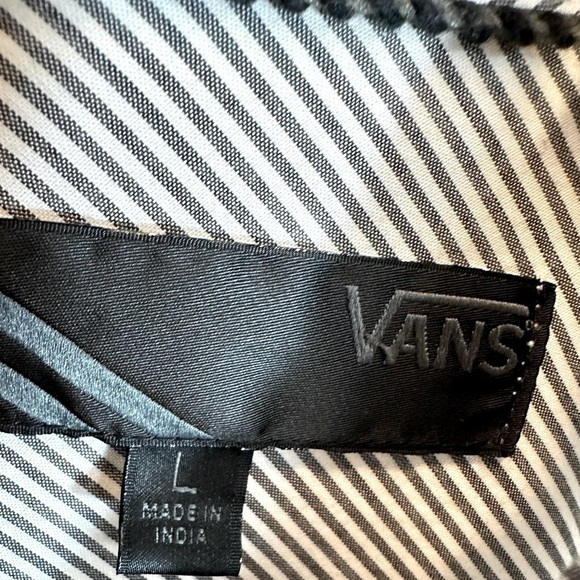 Vans Button Down Shirt Size L Long Sleeve Western Cowgirl Striped Black White - Picture 5 of 9